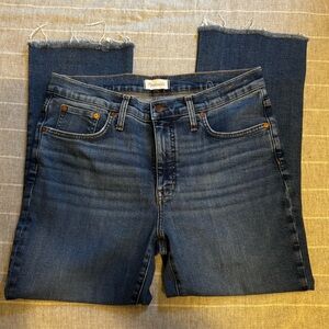 NWOT Madewell Mid-rise kick out Blue Denim Jeans with raw hem size 31